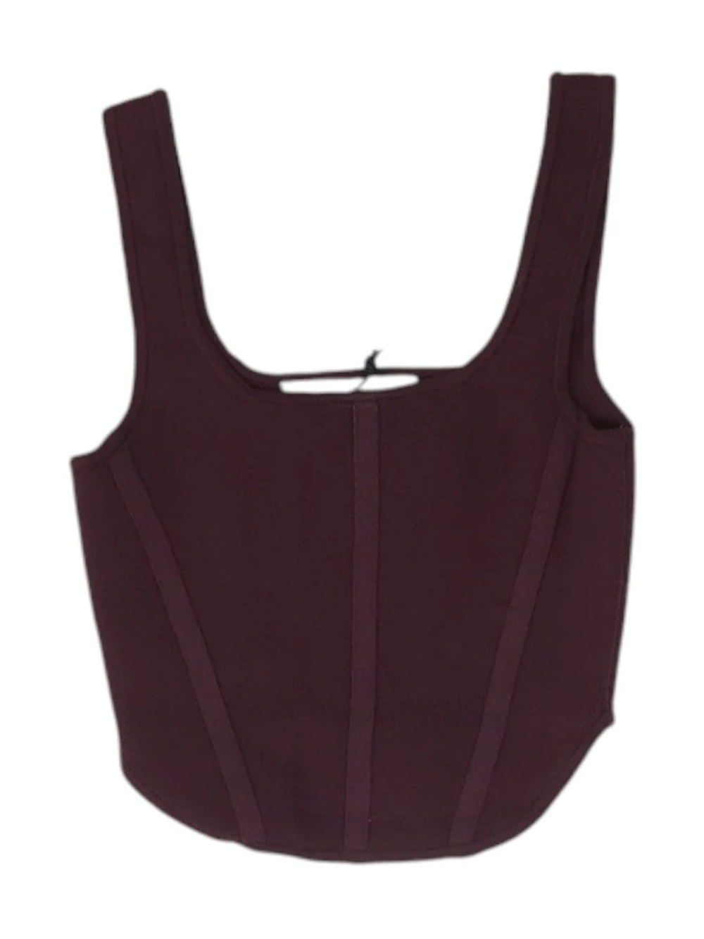 Bershka Square Neck Crop Tank Corset in Maroon